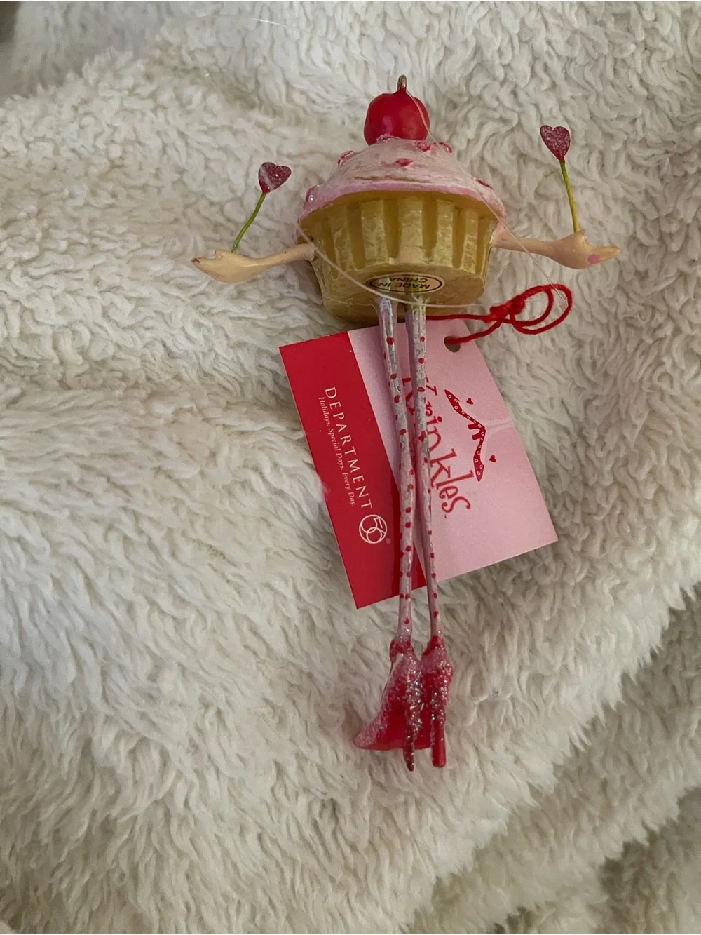 Department 56 Pink and Red Cupcake Ornament Krinkles